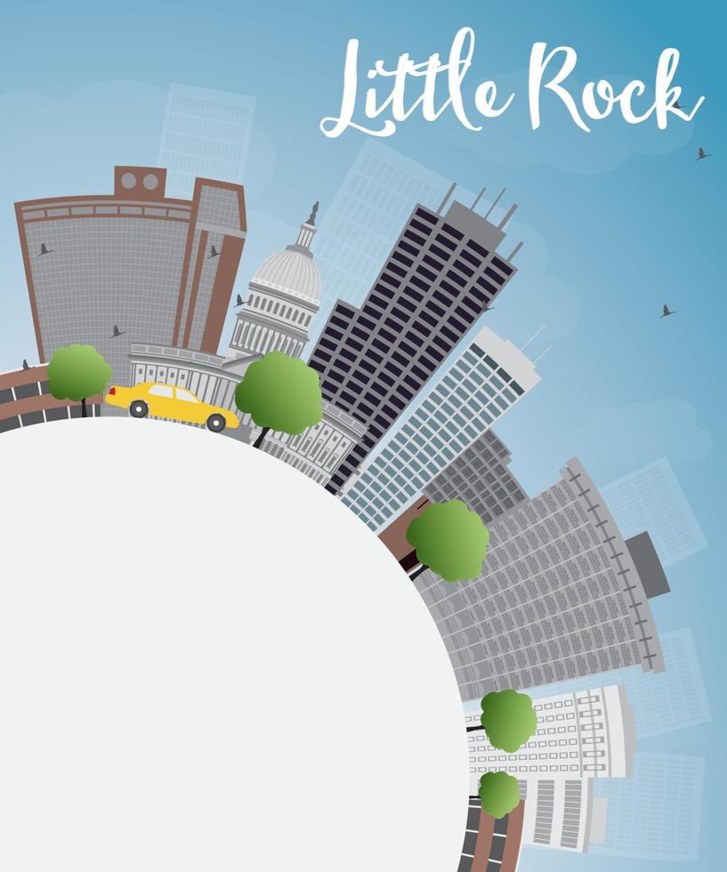 Little Rock Skyline with Grey Building, Blue Sky and copy space. vector