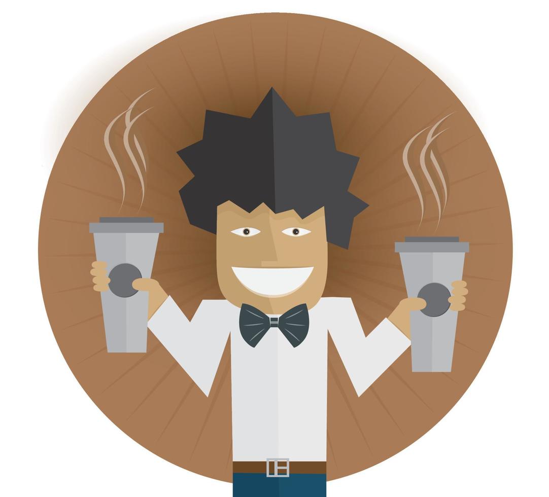 Man with two coffee. vector