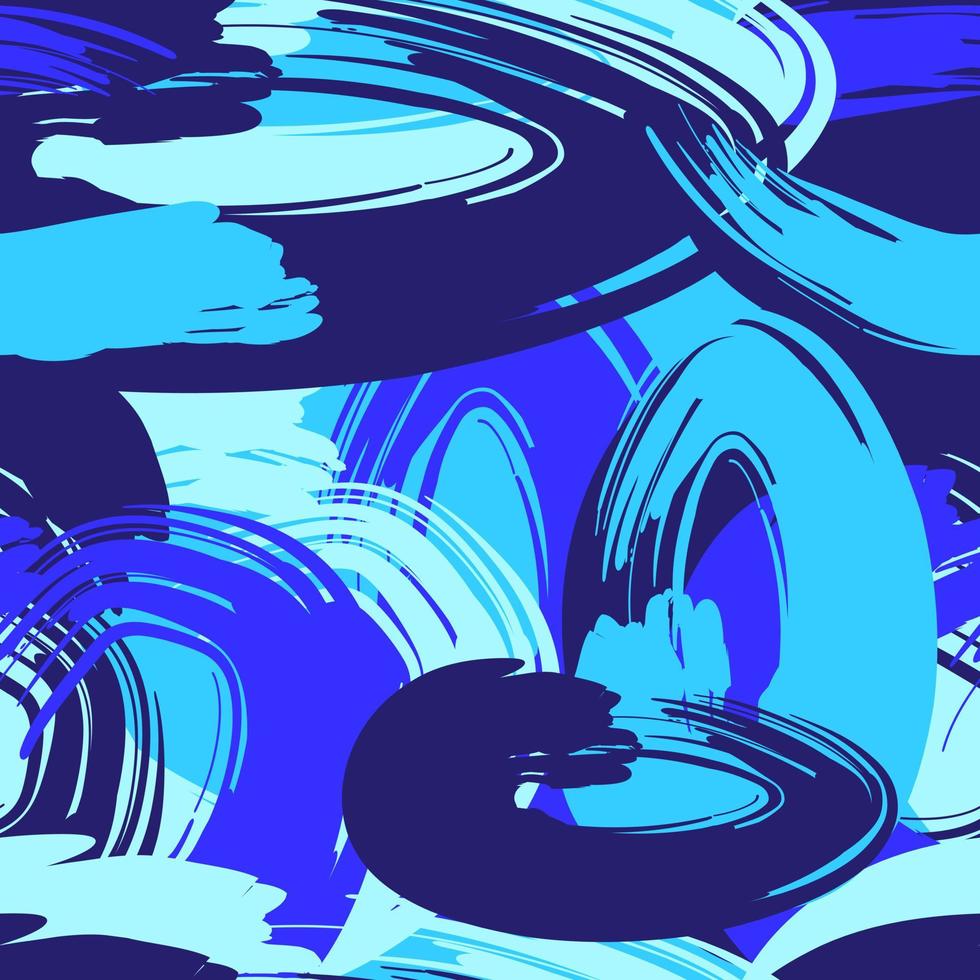 Trazo de pincel de pintura de patrones sin fisuras textura de fondo en la ilustración de vector azul
