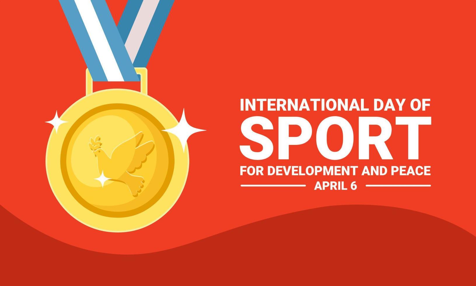 Vector illustration of gold medal with peace dove symbol, as a banner or poster, International Day of Sport for Development and Peace.