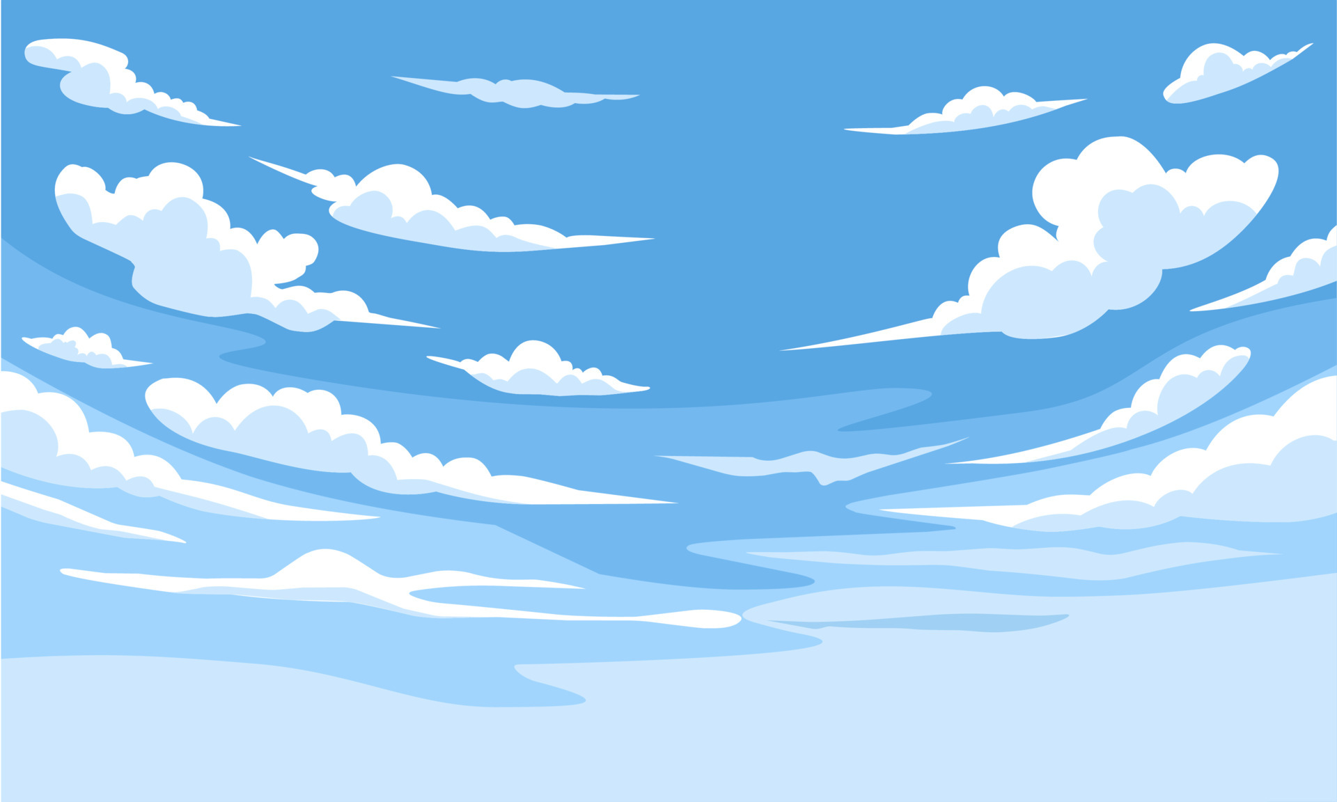 Vector illustration, blue sky with white clouds, as background or