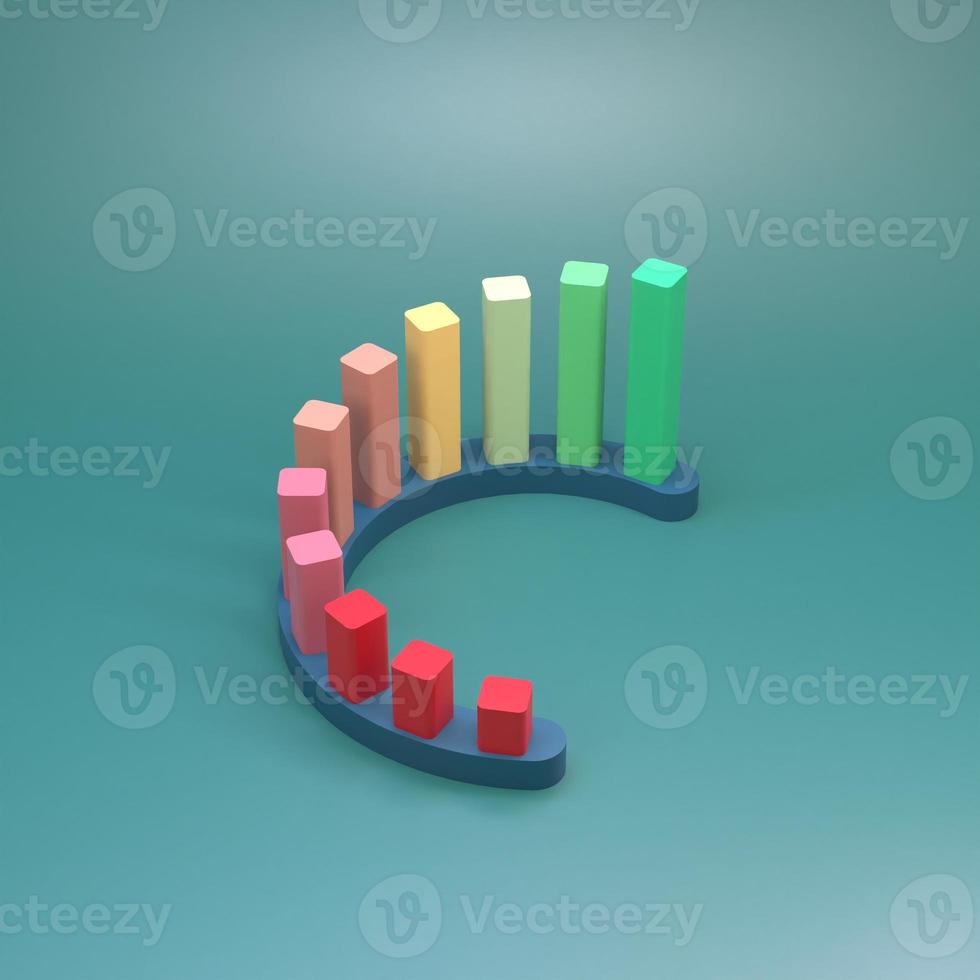 Semi-circular growth chart from red to green. 3d render. photo