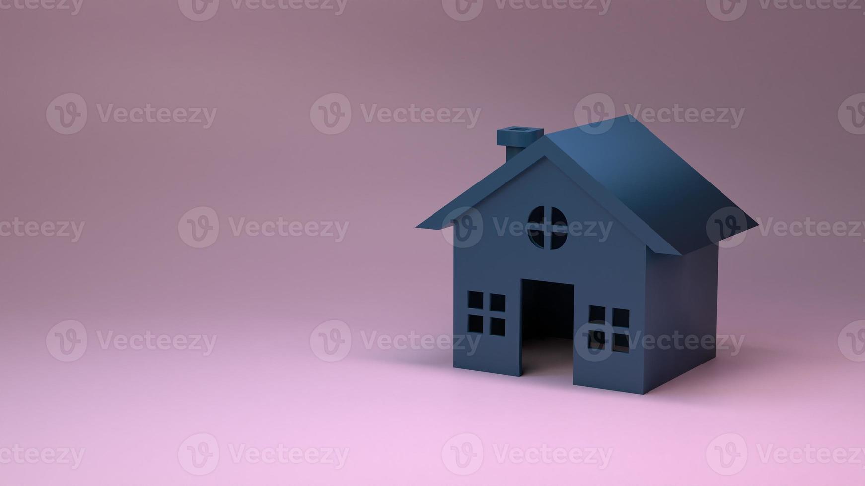 House icon with light inside. 3d rendering. photo