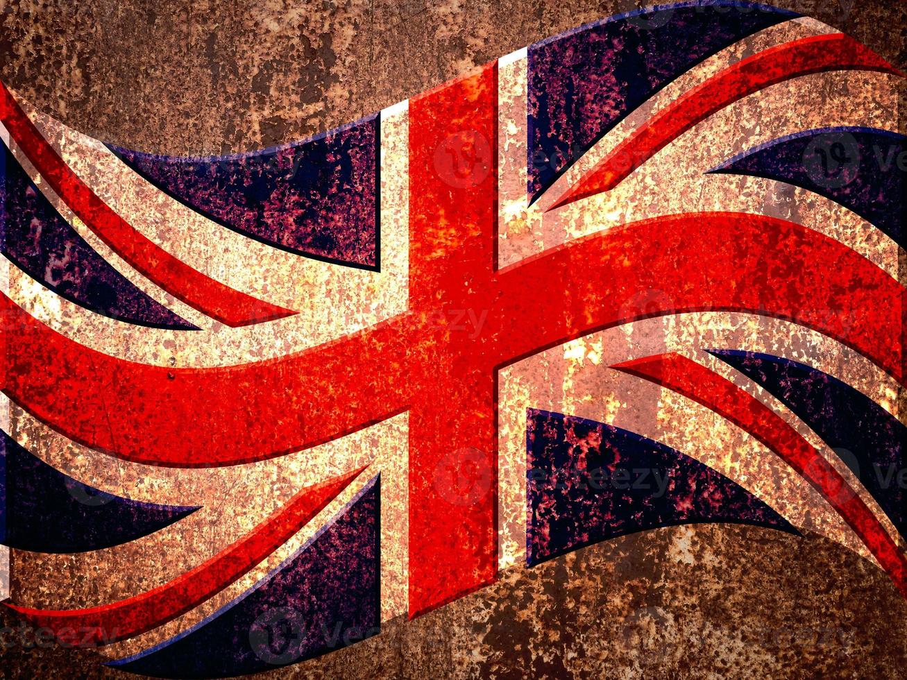 United Kingdom UK flag on the metal rust background photo