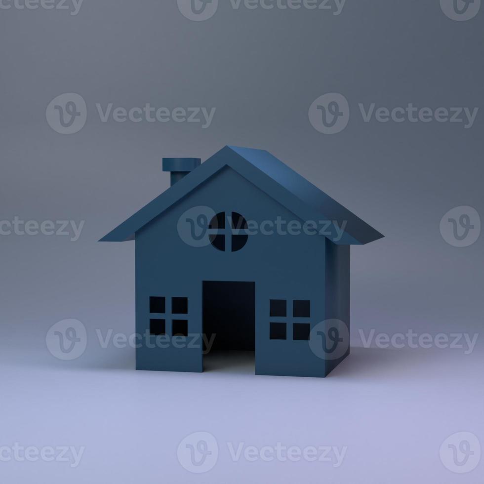 House icon with light inside. 3d rendering. photo