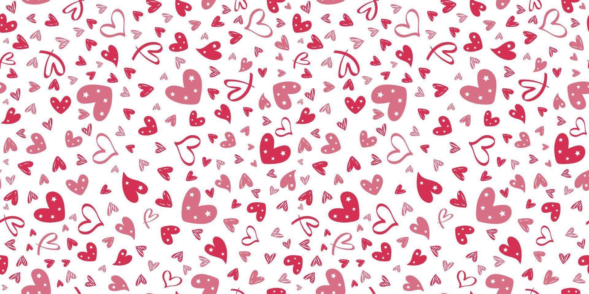 doodle hearts seamless pattern for valentine day gift paper love patterns vector