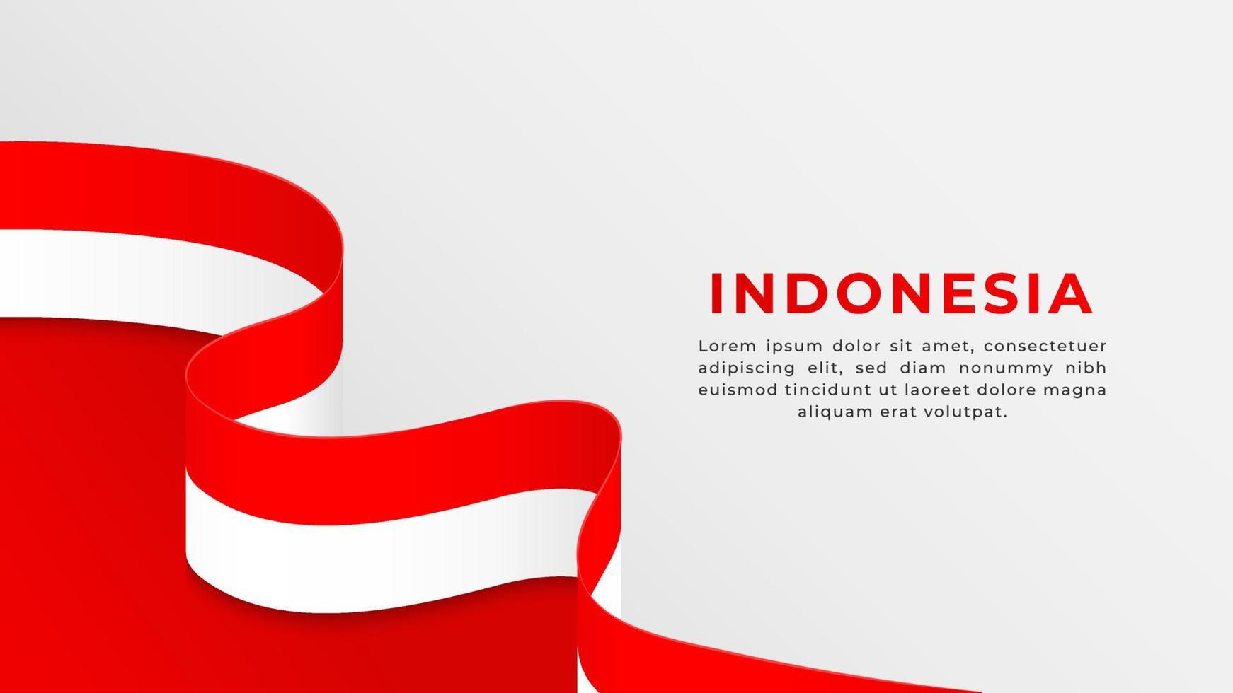 Banner with wavy Indonesia ribbon flag vector