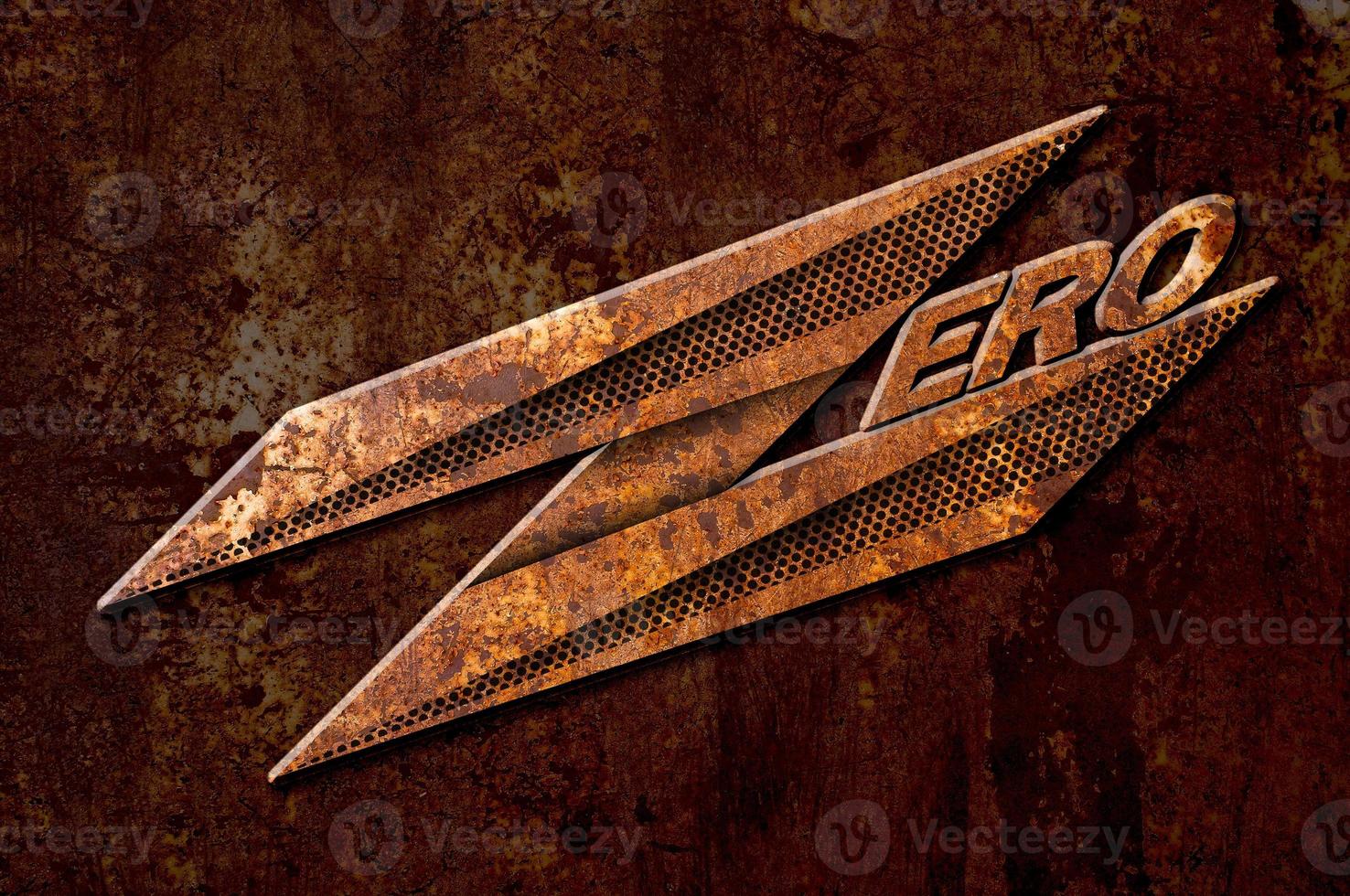 zero sign on metal rust background photo