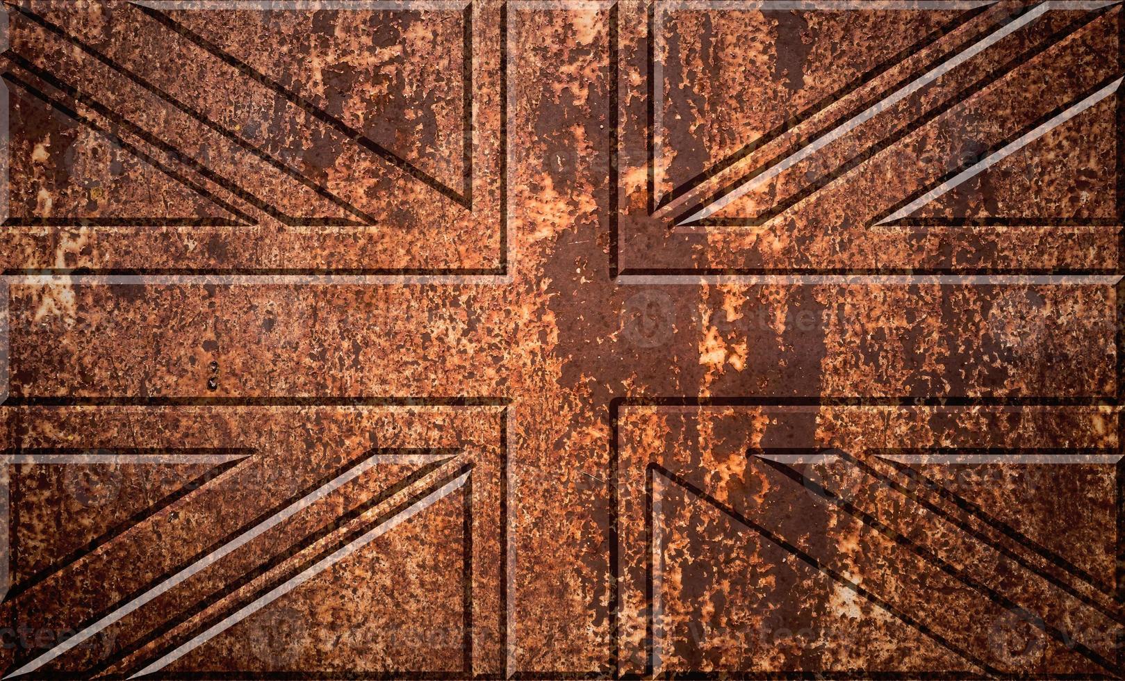 United Kingdom UK flag on the metal rust background photo