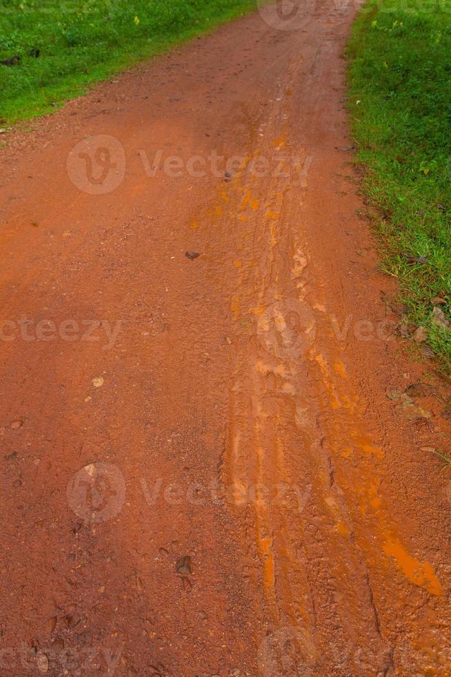 Mud Road after rain in Thailand photo