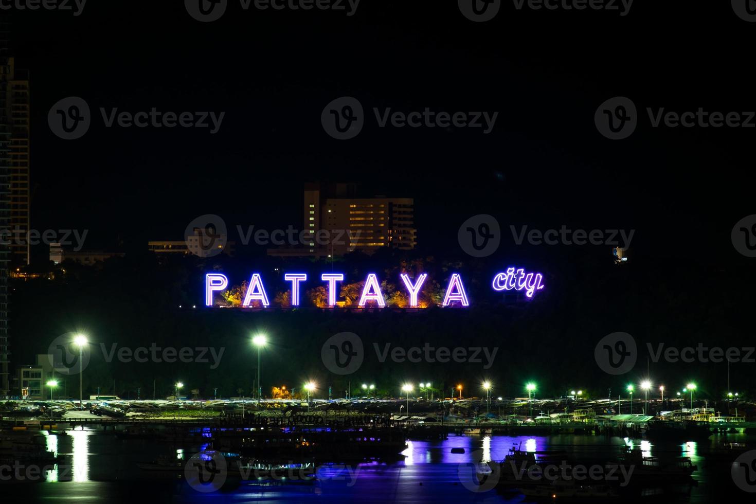 Colorful of Pattaya city alphabet in the night photo