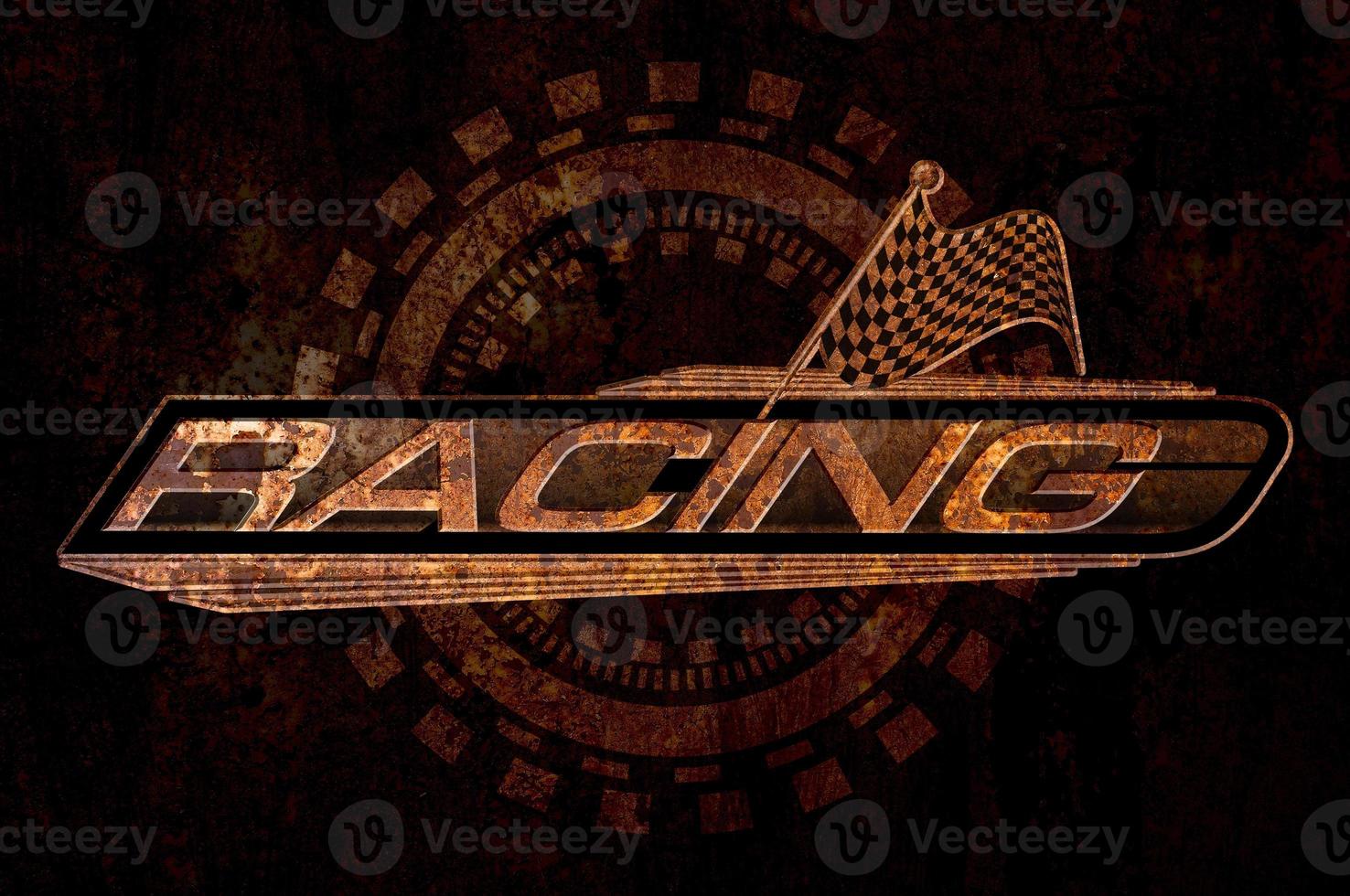 Racing with Checkered Flags Concept on metal rust background photo