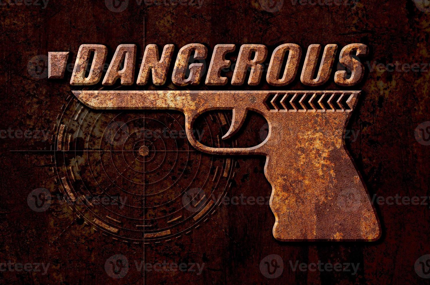 Dangerous gun concept on metal rust background photo
