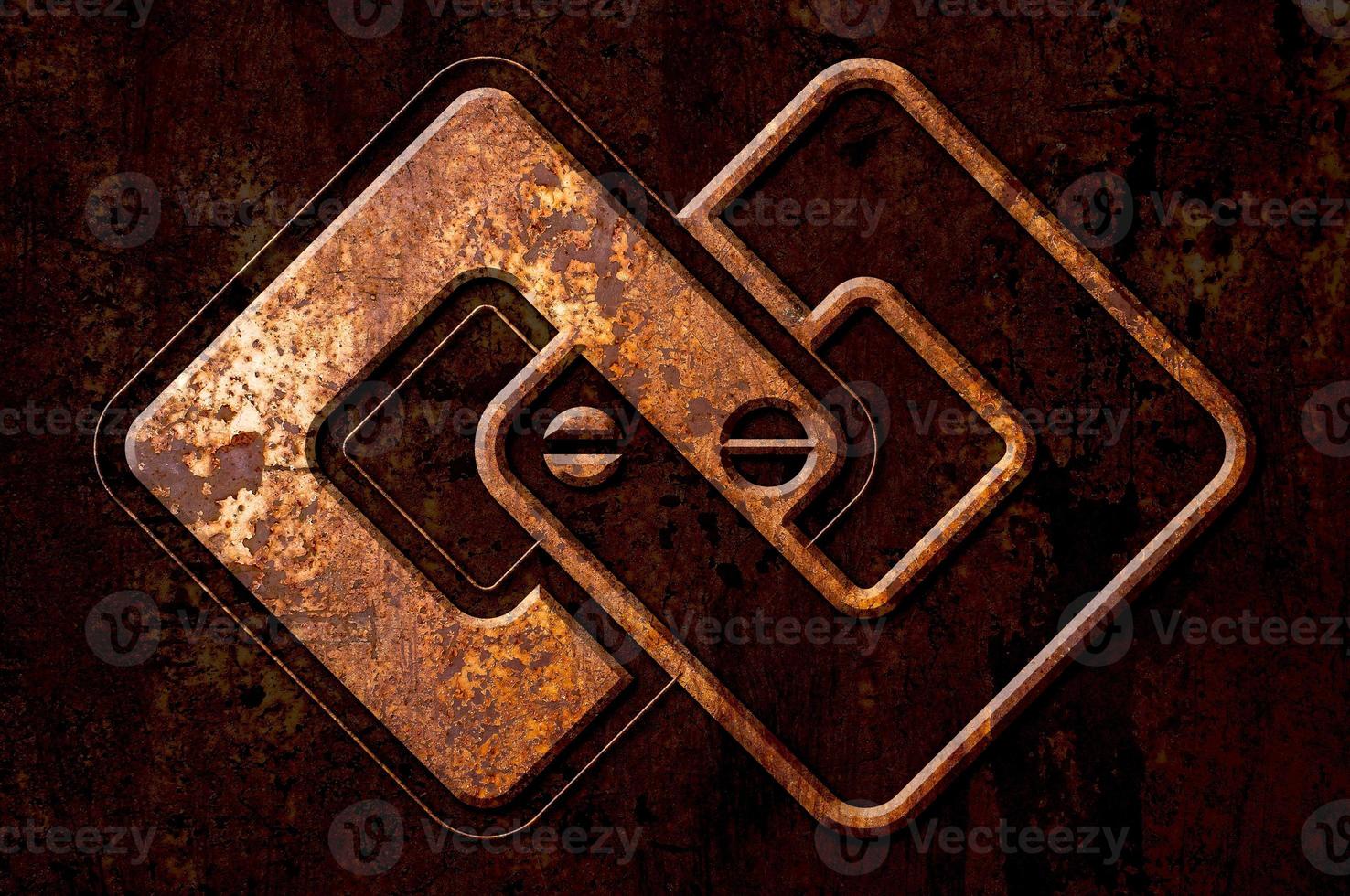 Infinity sign on the metal rust background photo