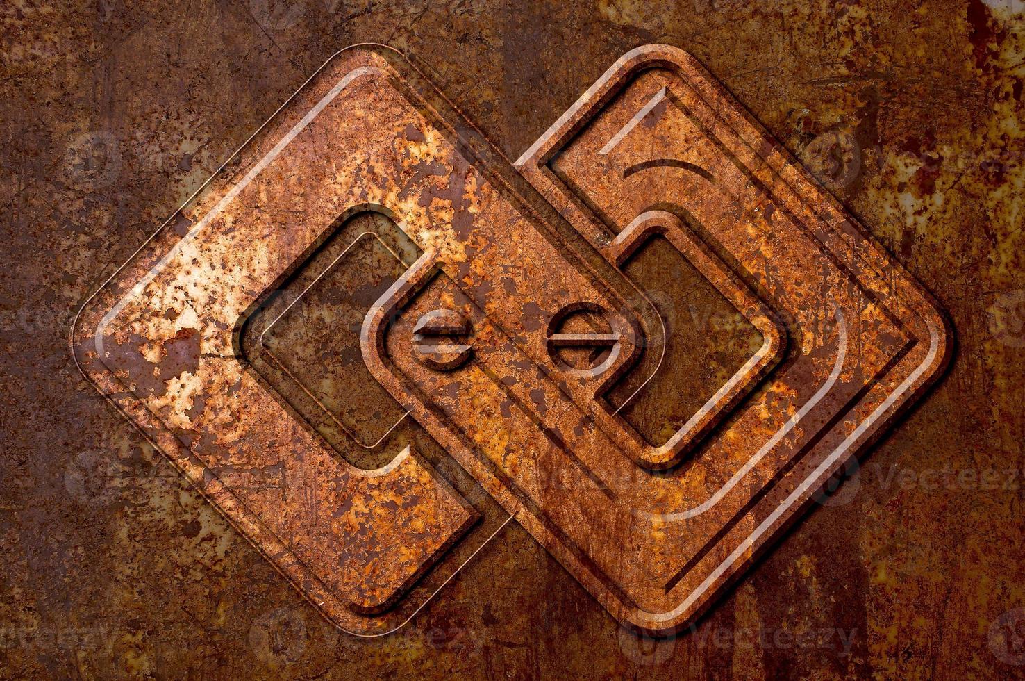 Infinity sign on the metal rust background photo