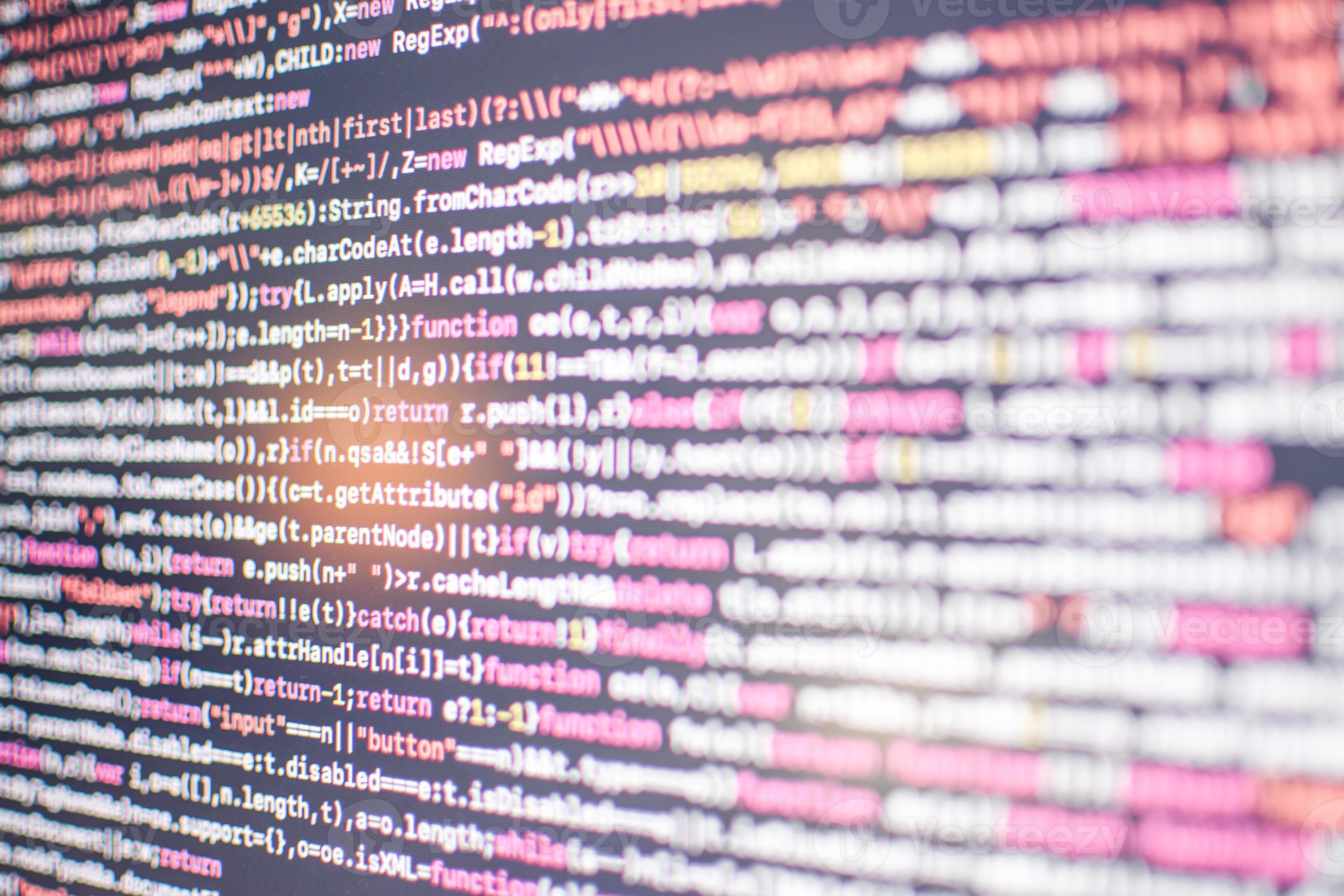 Script HTML5 in an editor for website development. Coding script text ...