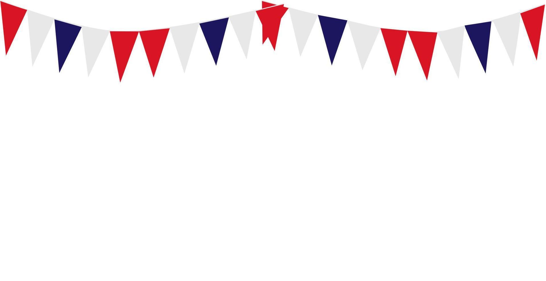 Bunting Hanging Red White Blue Flag Triangles Banner Background. United State of America, France, Thailand, New Zealand. vector