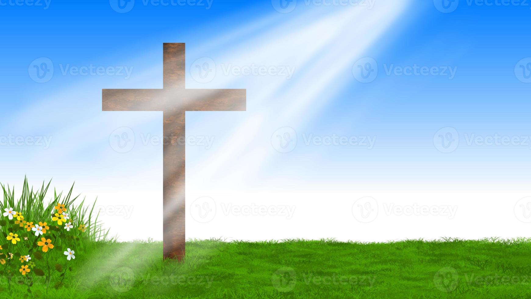 Digital Painting Good Friday. Crucifixion Of Jesus Christ illustration. You can use this asset for background your content like as Worship, Card, Banner, Live Streaming, Presentation, Webinar anymore. photo