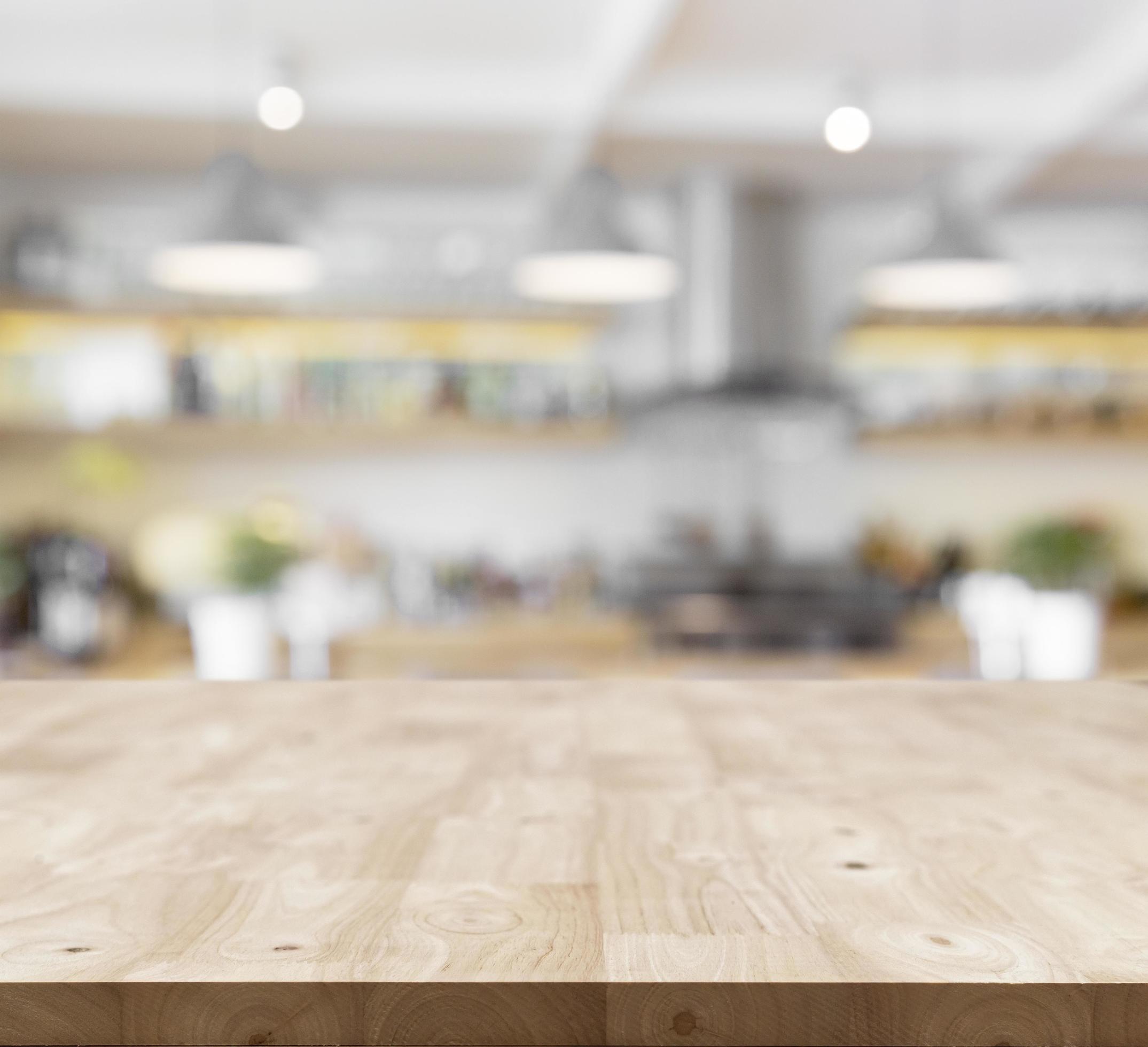 new wood top table layer on blur kitchen background 6990850 Stock Photo at  Vecteezy