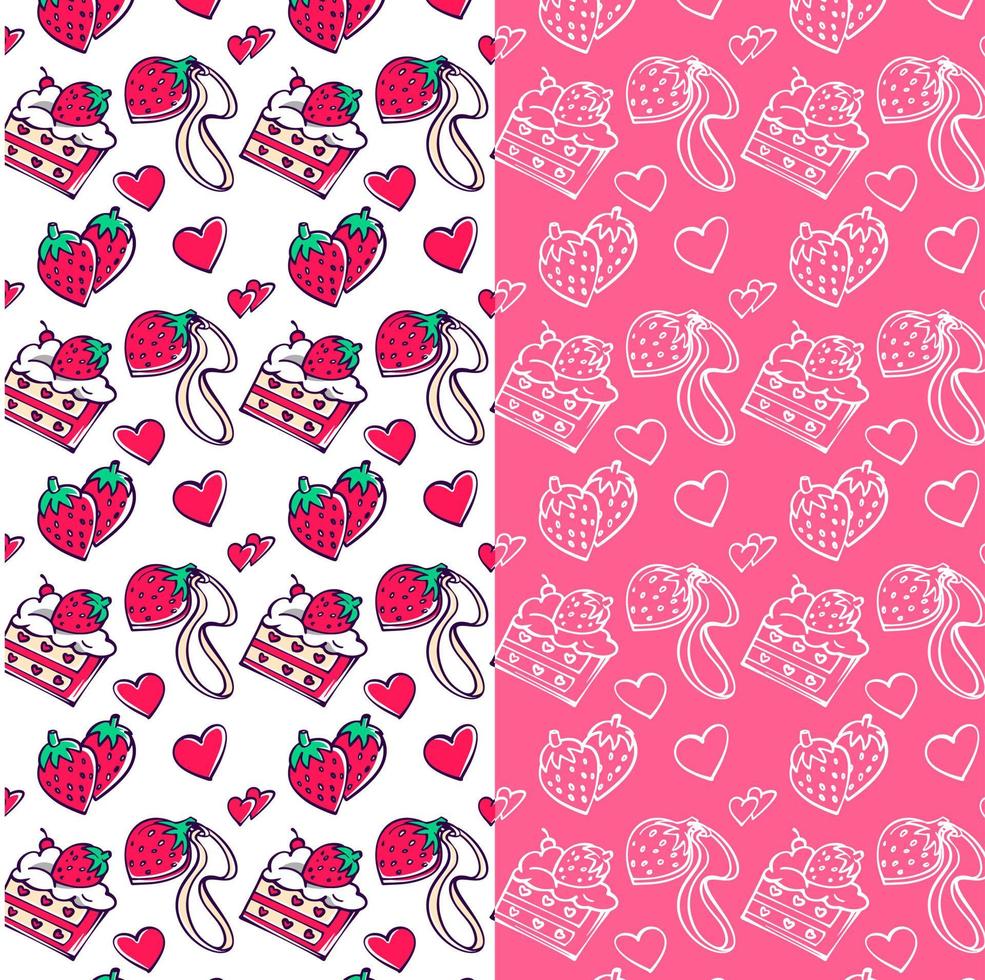 The Strawberry Cake Pattern Background vector