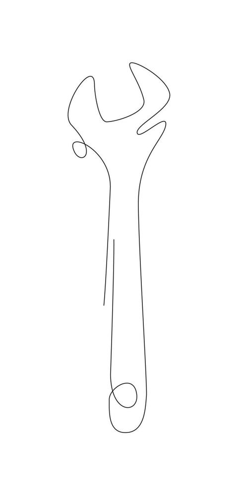 Monkey wrench one line. haushold tool line art. Hand tool for reparing. Spanner vector
