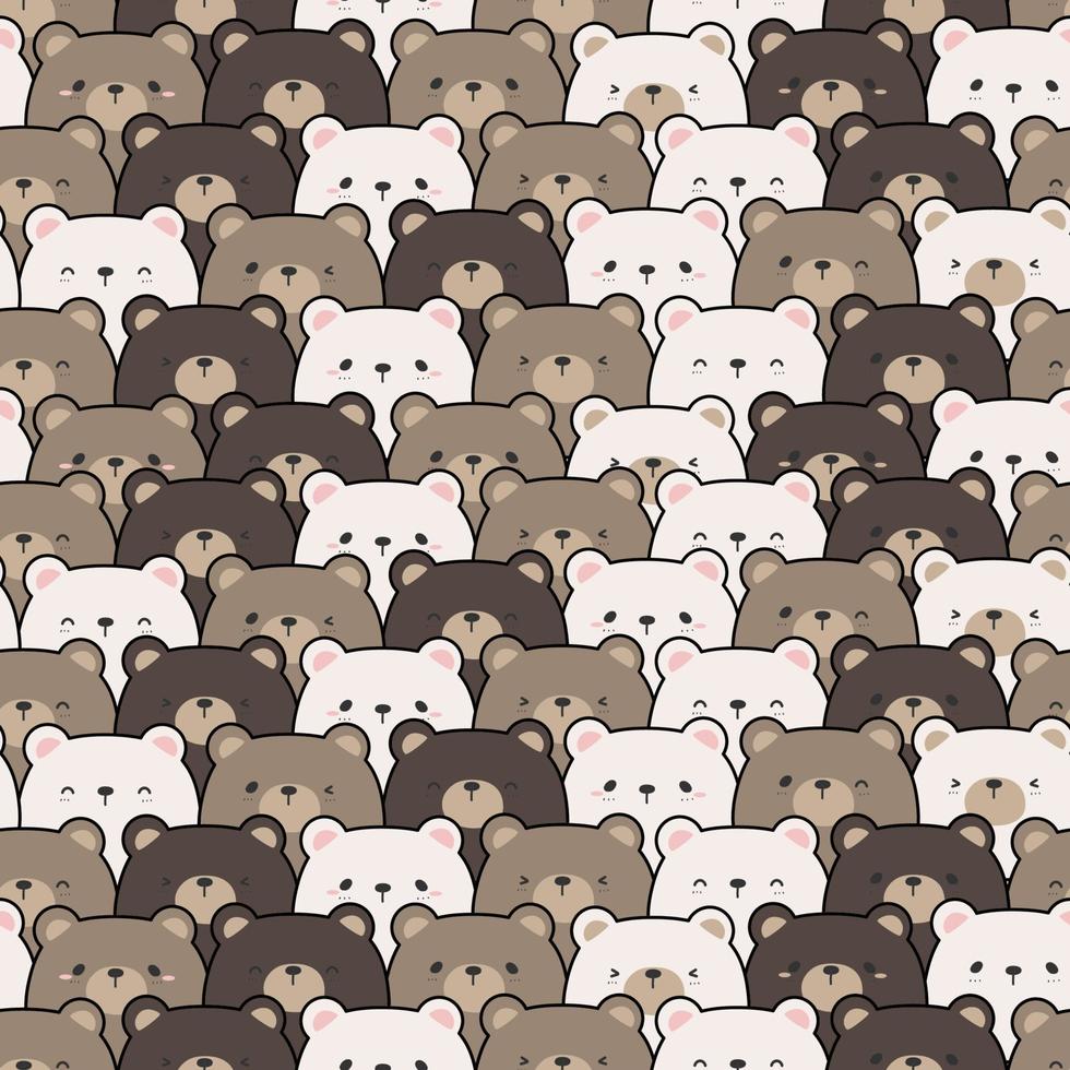 Seamless pattern with cute bear head cartoon vector