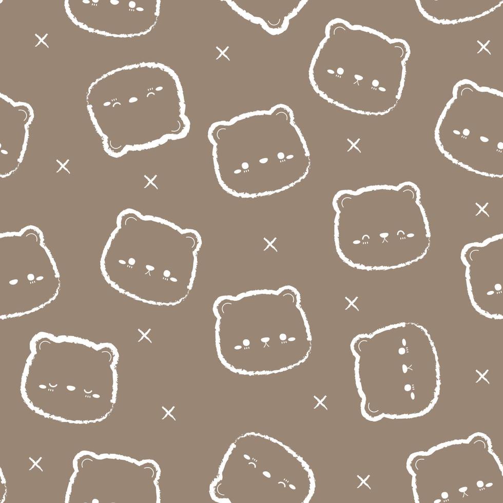 Seamless pattern with cute bear head cartoon vector