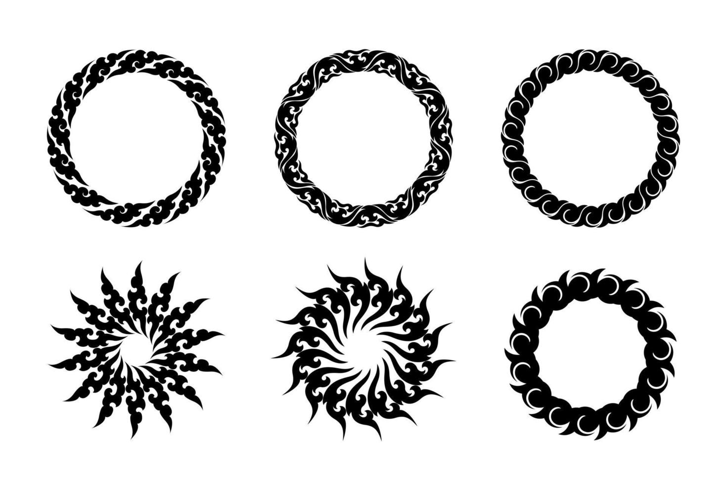 Abstract round thai line art pattern vector illustration