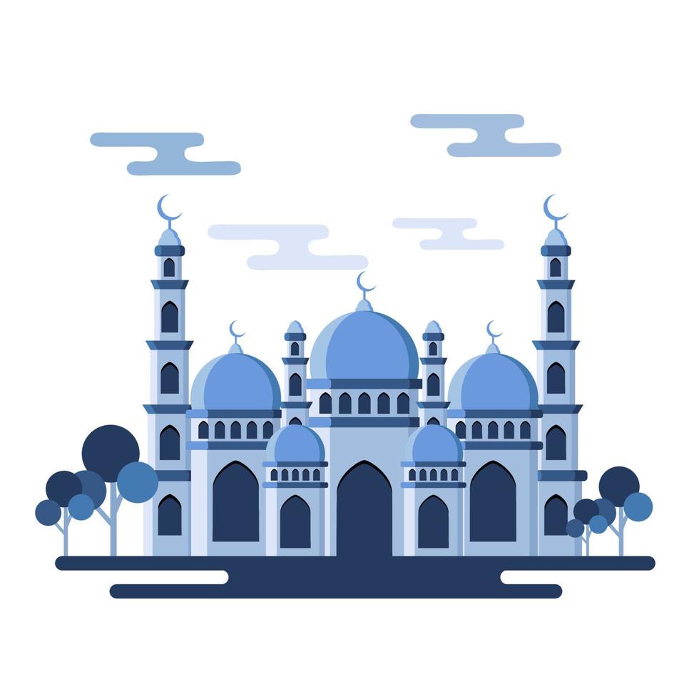 ilustración de mezquita plana vector