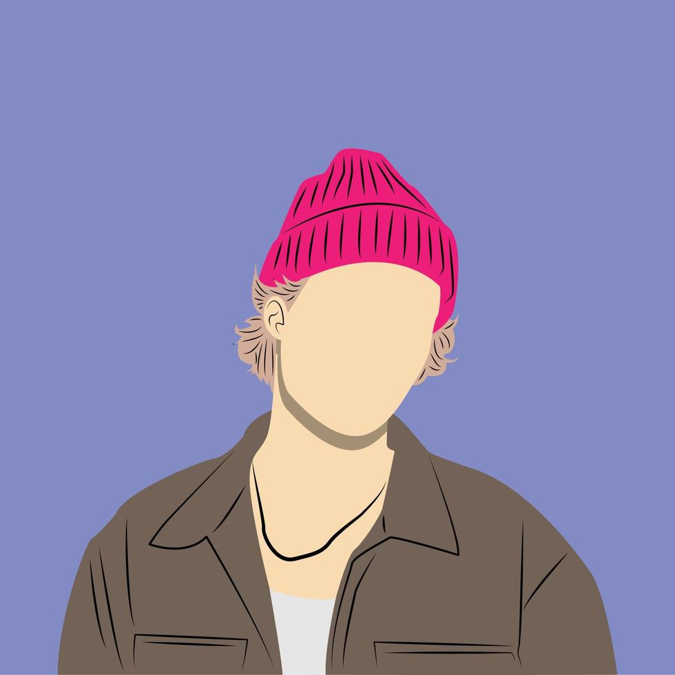 personaje de niño con sombrero de conejito rosa. vector de personas de diseño simple.