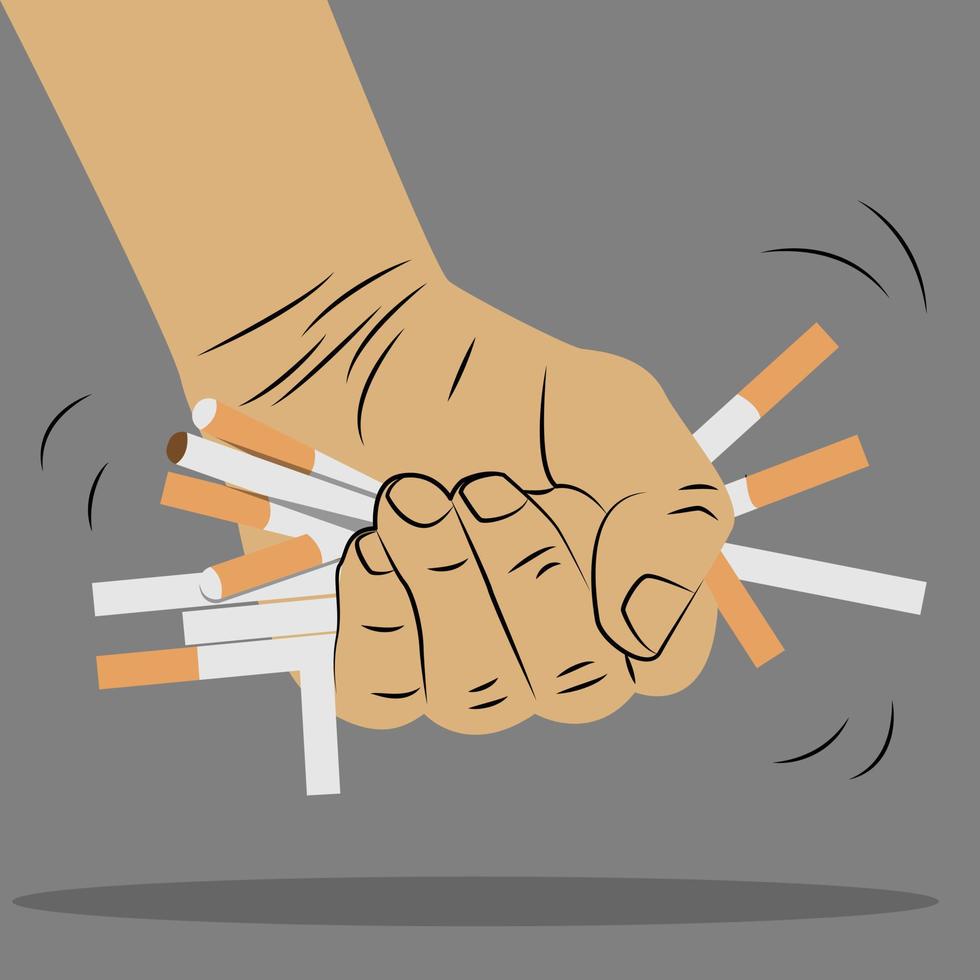 ilustración vectorial de una mano apretando un cigarrillo vector