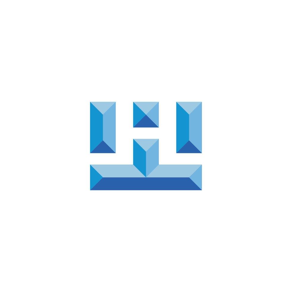 letter h w negative space 3d simple vector