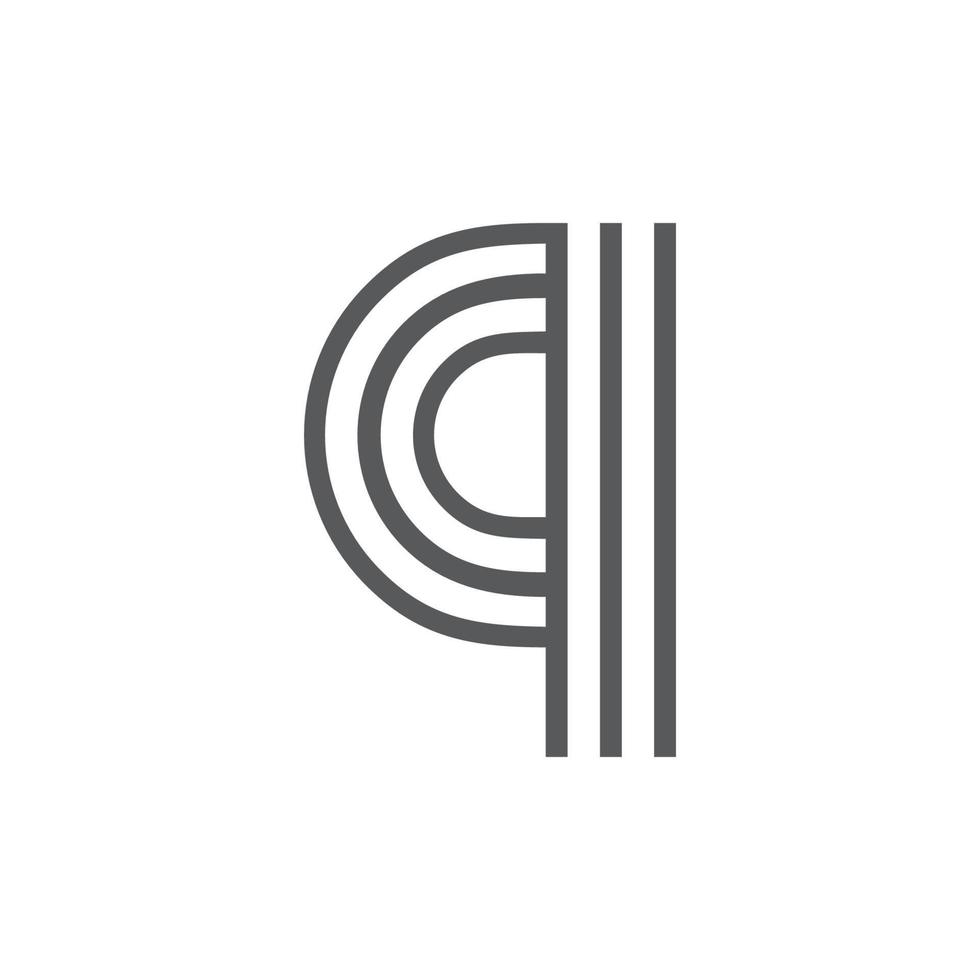 letter q lowercase stripes logo vector