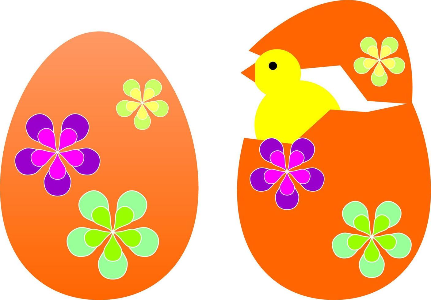 easter egg with chick vector