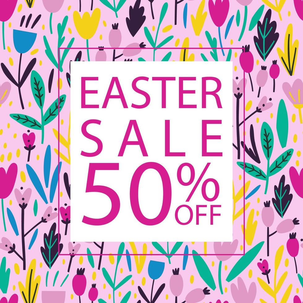 template design with flowers. spring sale, flat modern vector illustration