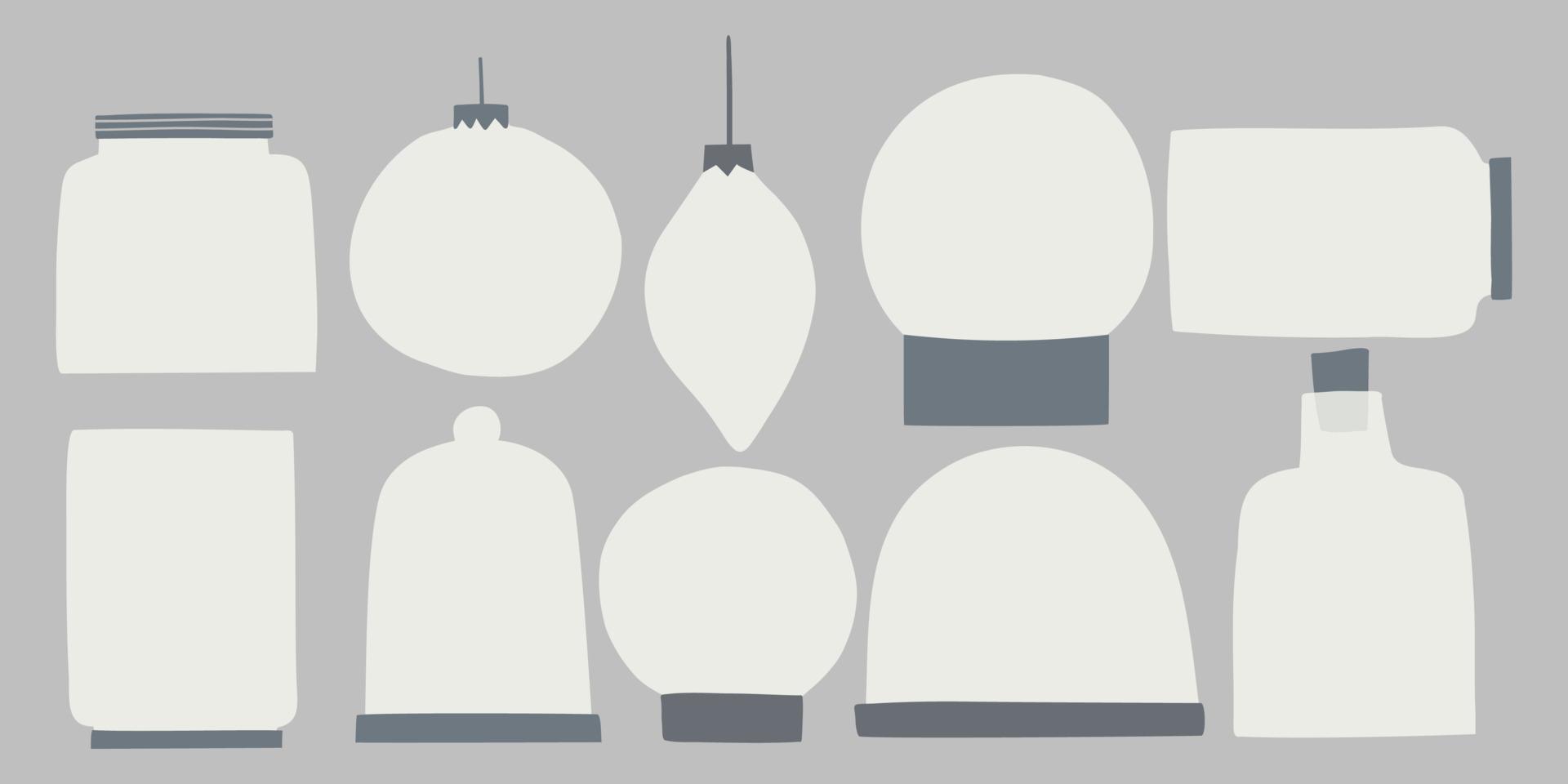 set with cute snow globels in flat style. empty snow globes. vector