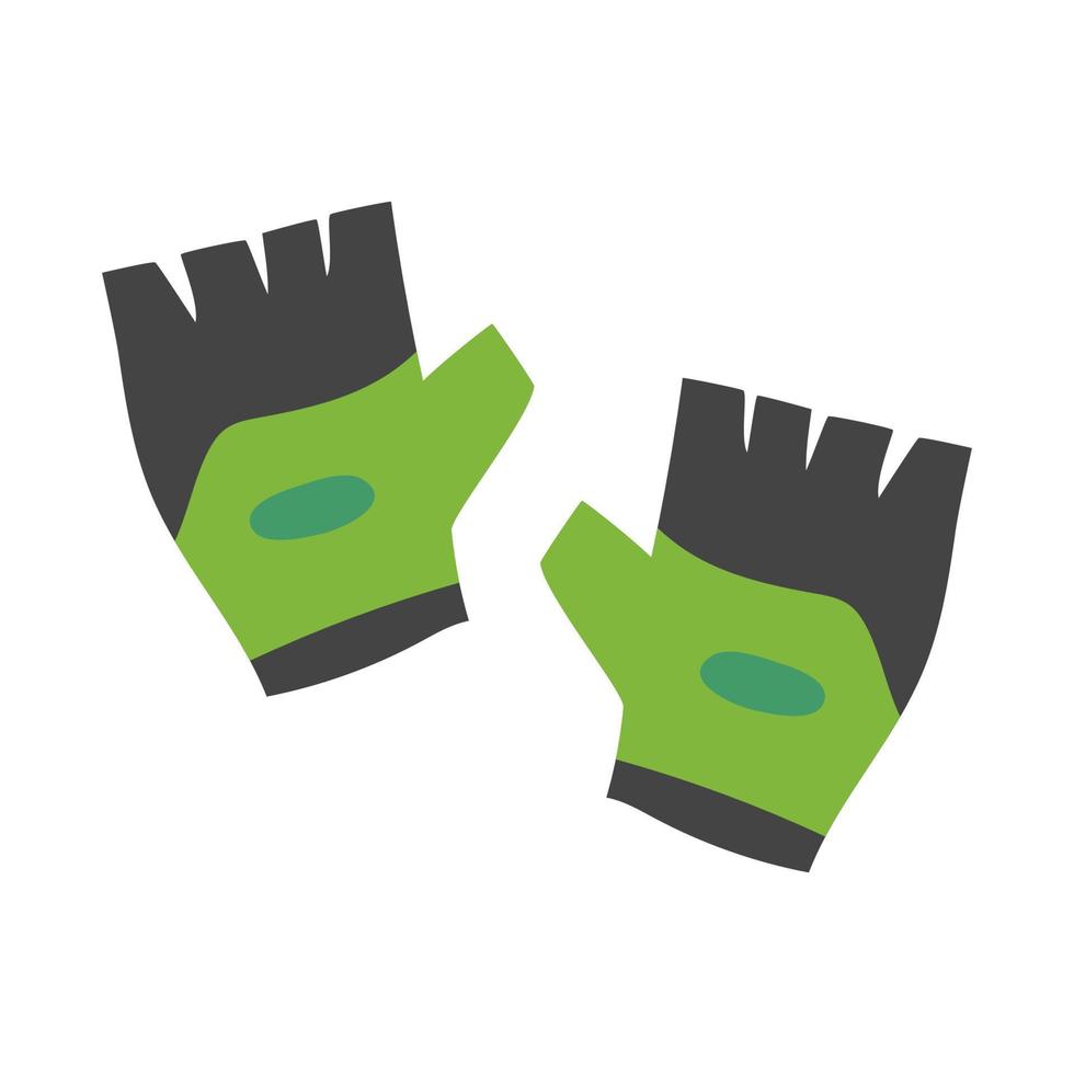 guantes deportivos para fitness gris con color verde. protección de las manos durante el entrenamiento. la ilustración vectorial está aislada. vector