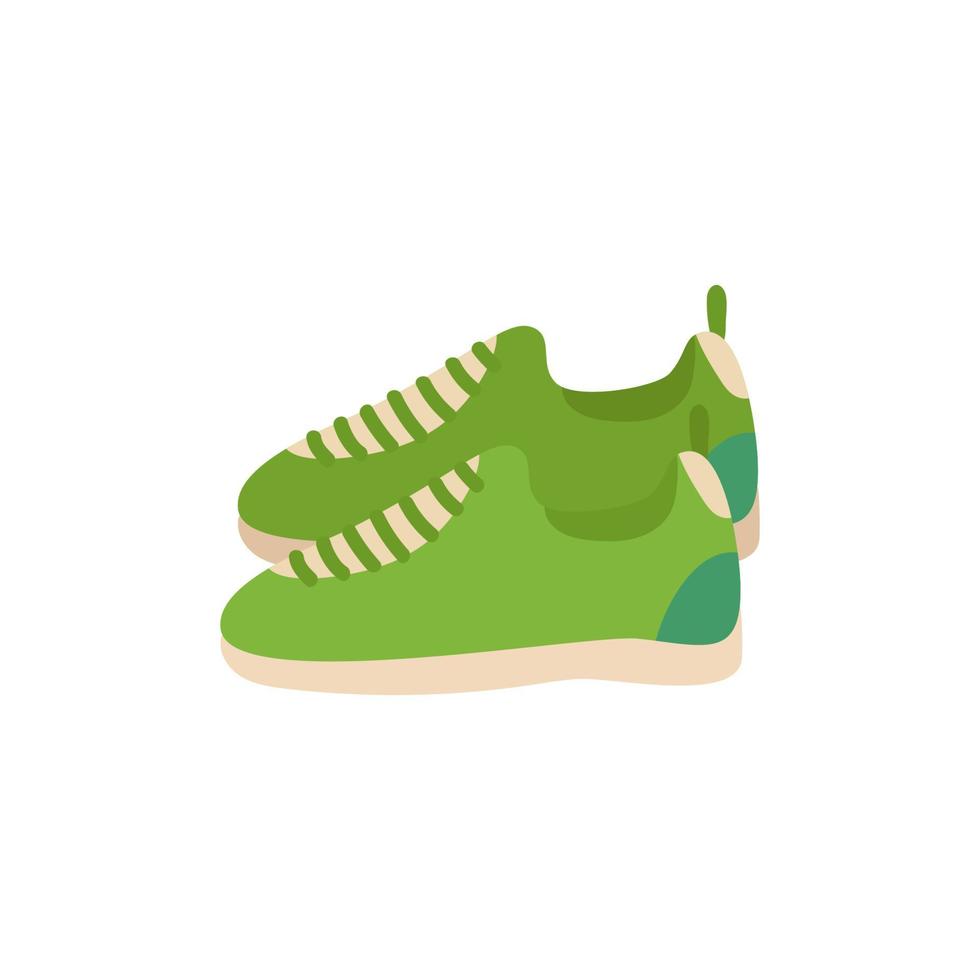 Green sports sneakers, a comfortable pair of fitness shoes. Vector illustration in cartoon style.
