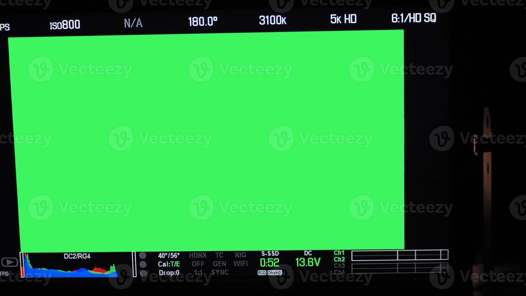 Video recording interface. VDO production recording camera viewfinder on monitor. photo