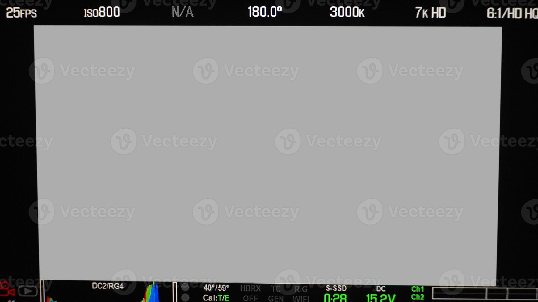 Video recording interface. VDO production recording camera viewfinder on monitor. photo