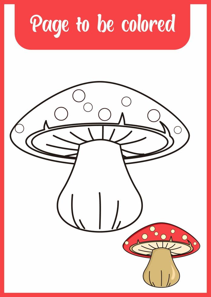 coloring page for kid. red mushroom vector