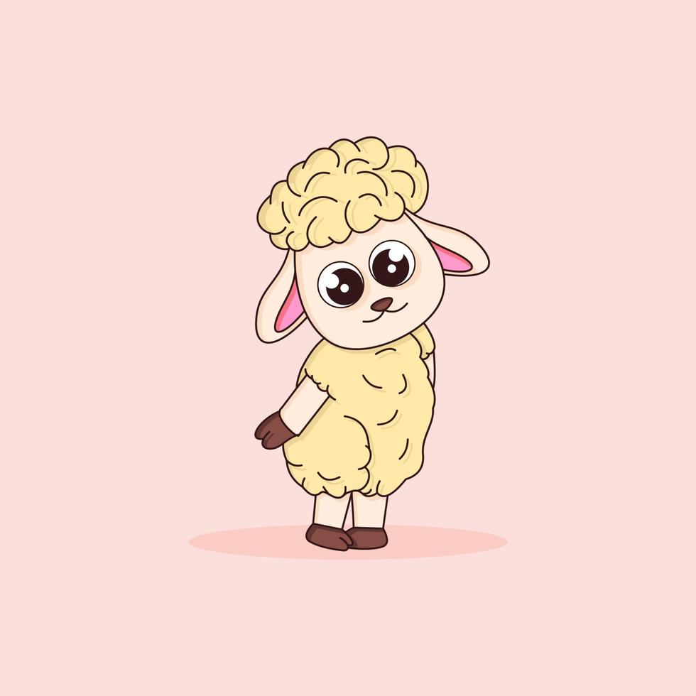 cute sheep is shame vector