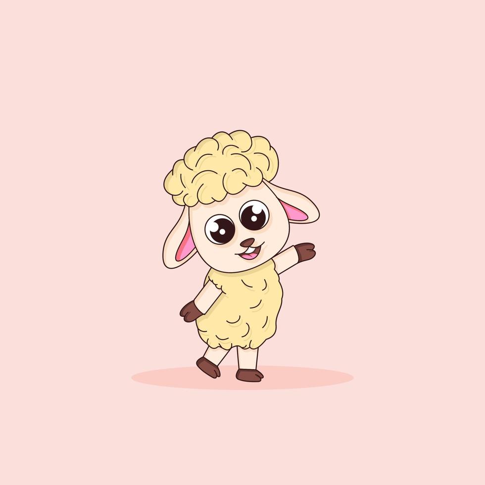 cute sheep is happy vector