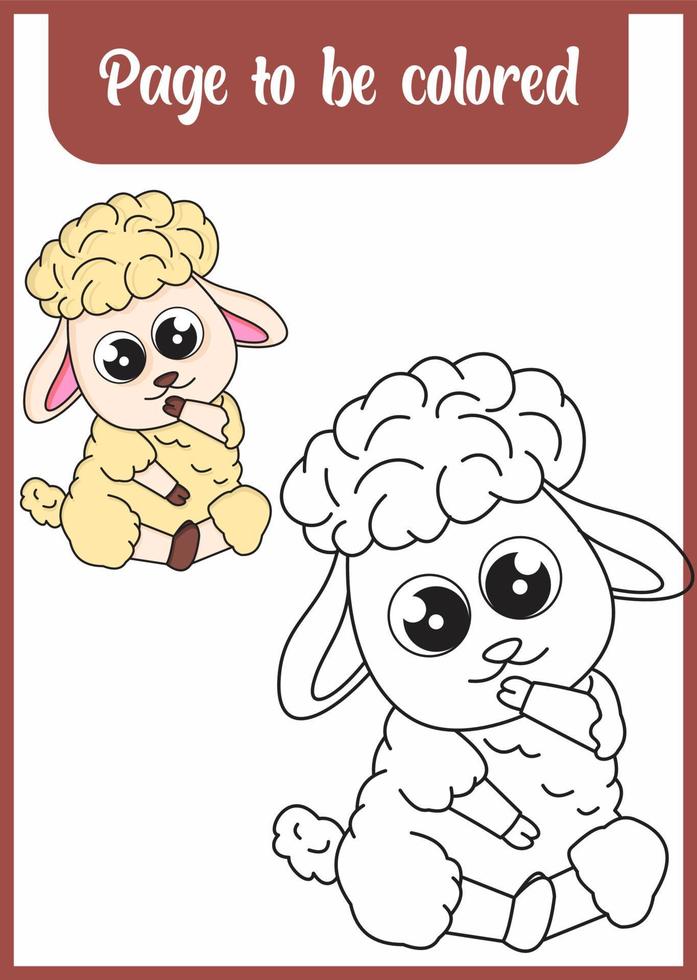 coloring page for kid . cute sheep vector
