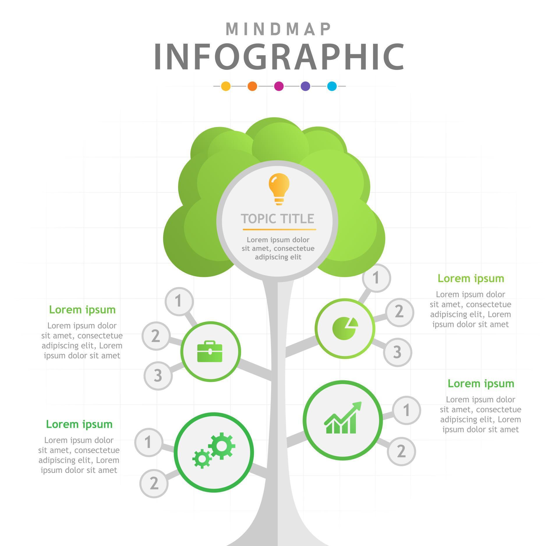 Infographic template for business. 5 Steps Modern Mindmap diagram with ...
