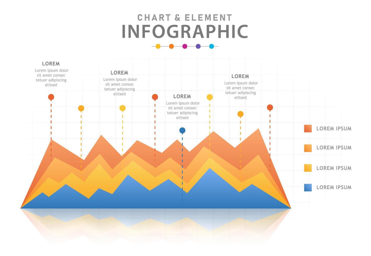 plantilla infográfica para negocios. diagrama de mapa mental moderno con gráfico de líneas, infografía vectorial de presentación. vector