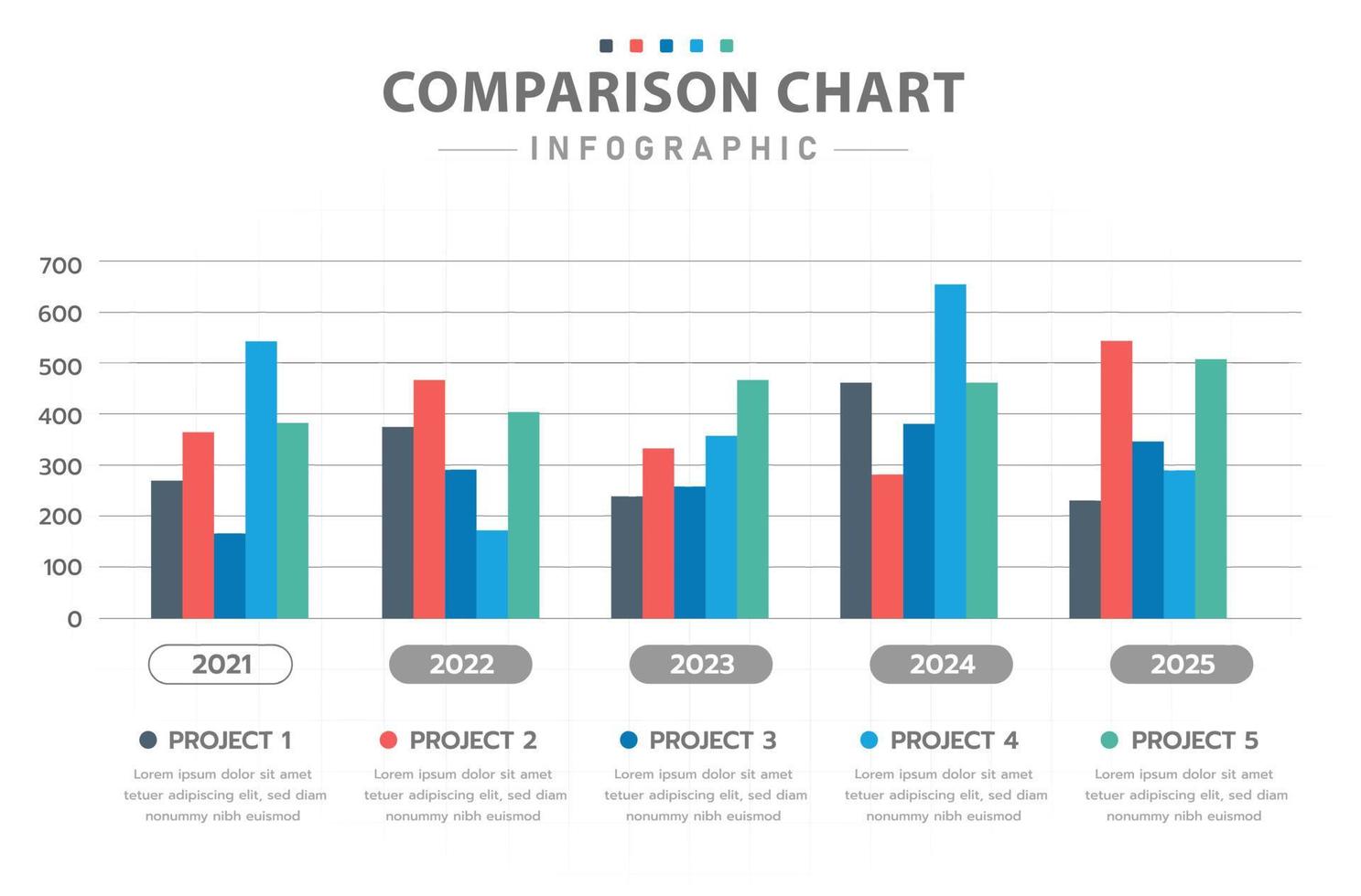 plantilla infográfica para negocios. calendario de diagrama de línea de tiempo moderno con gráfico de comparación anual, infografía de vector de presentación.