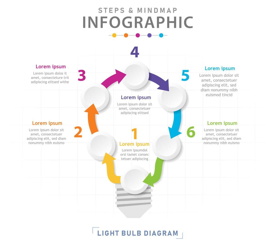 Infographic template for business. 6 Steps Modern Mindmap diagram with circles, presentation vector infographic.