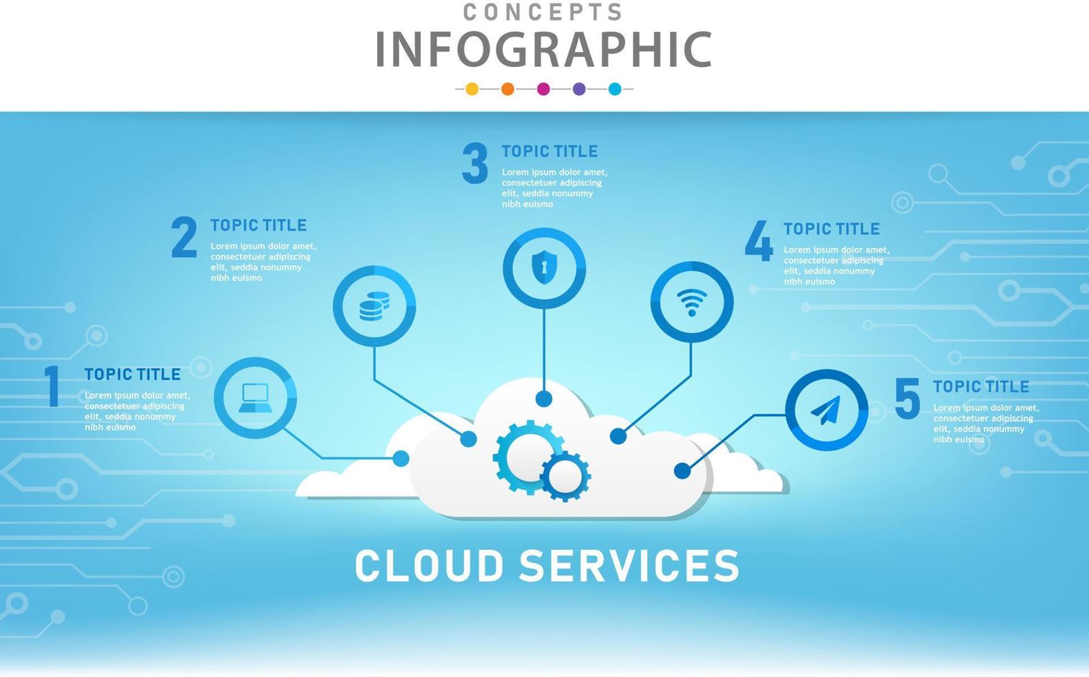 Infographic template for business. 5 Steps Modern Mindmap diagram with cloud concept, presentation vector infographic.