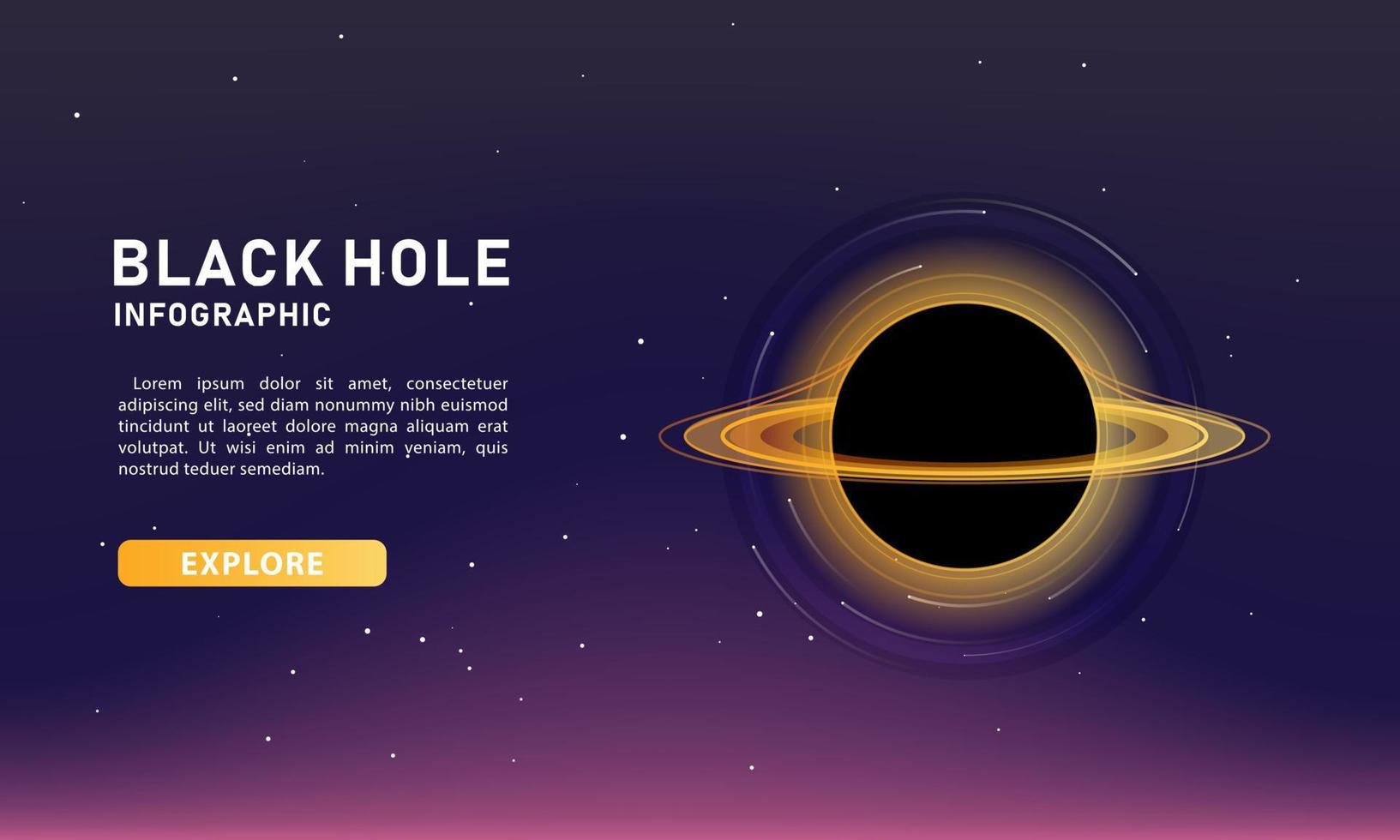 Infographic template for business and science. Modern Black hole banner vector. vector